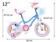 Velosipēds meitenēm RoyalBaby RO0138 12, zils цена и информация | Velosipēdi | 220.lv