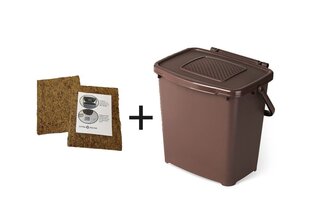 Ведро с микробиологическим фильтром (+2 дополнительных фильтра) для пищевых отходов, 7 л Pro, коричневое цена и информация | Мусорные баки | 220.lv