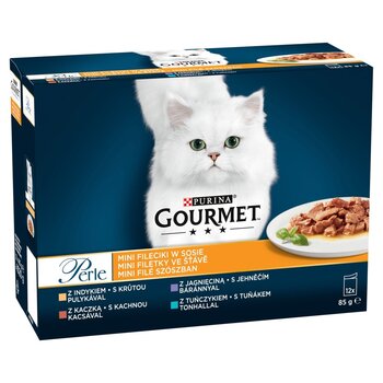 Gourmet Perle корм для кошек с индейкой, тунцом, уткой и ягненком, 12 x 85 г цена и информация | Консервы для котов | 220.lv