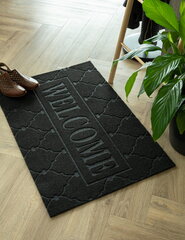 Tekstila paklājs Roxi Welcome 60x90cm melns цена и информация | Придверные коврики | 220.lv
