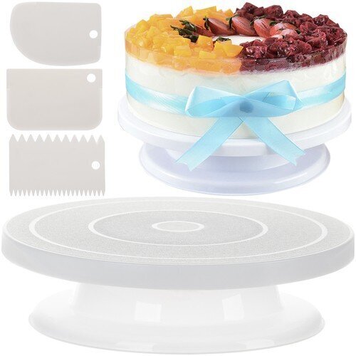 Rotējošs kūkas dekorēšanas šķīvis ar lāpstiņu cena un informācija | Trauki, šķīvji, pusdienu servīzes | 220.lv