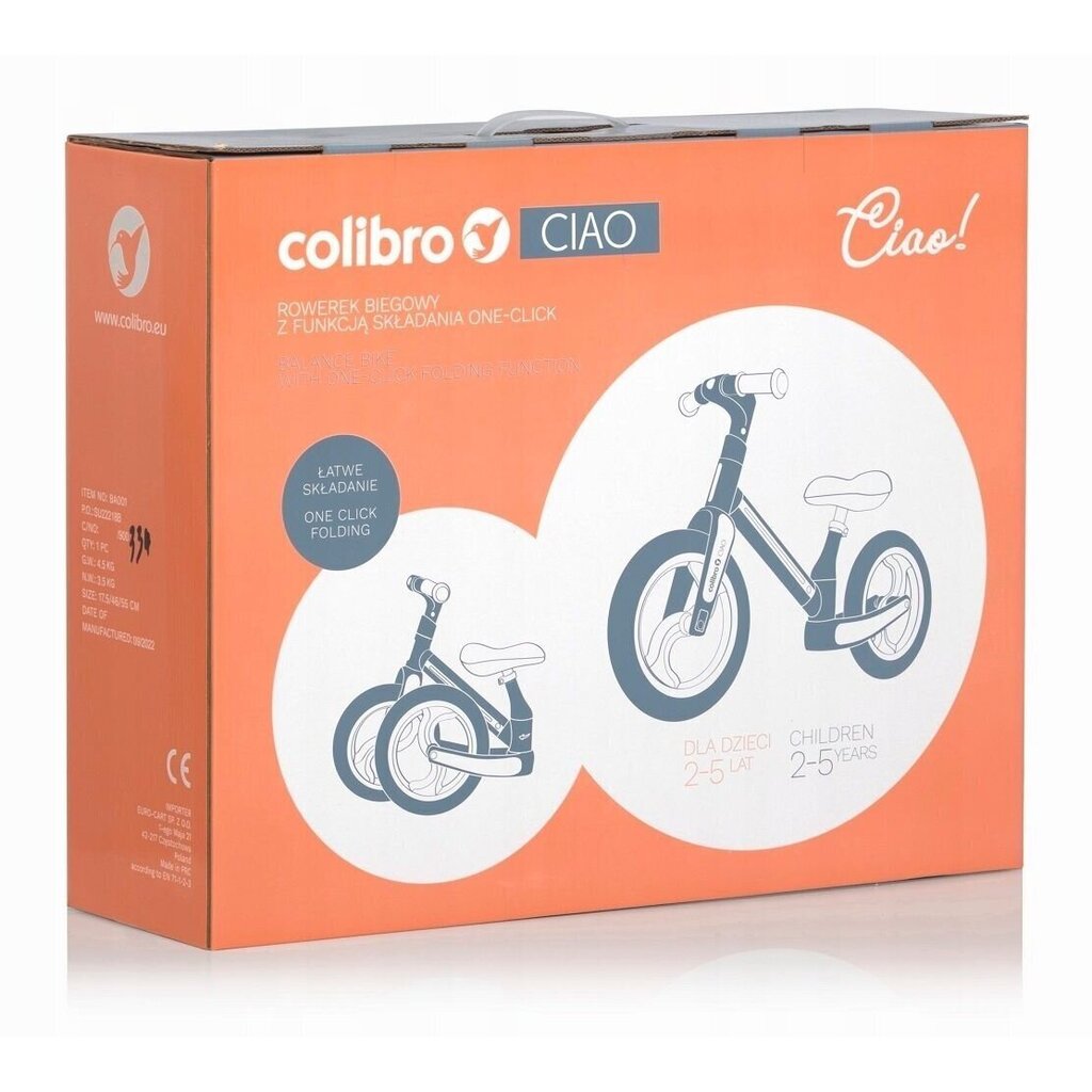 Balansa velosipēds Colibro Ciao, balts cena un informācija | Balansa velosipēdi | 220.lv