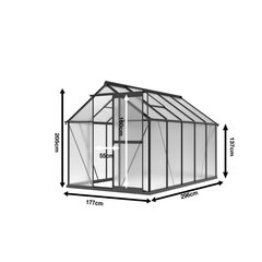 Polikarbonāta siltumnīca Silver, 177x296 cm cena un informācija | Siltumnīcas | 220.lv