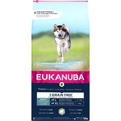 Eukanuba Grain Free L Adult pieaugušiem lielo šķirņu suņiem, ar jēra gaļu, 12 kg cena un informācija | Sausā barība suņiem | 220.lv