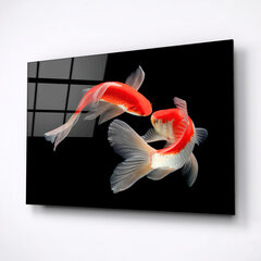 Rūdīta stikla glezna divas sarkanas zivis cena un informācija | Gleznas | 220.lv
