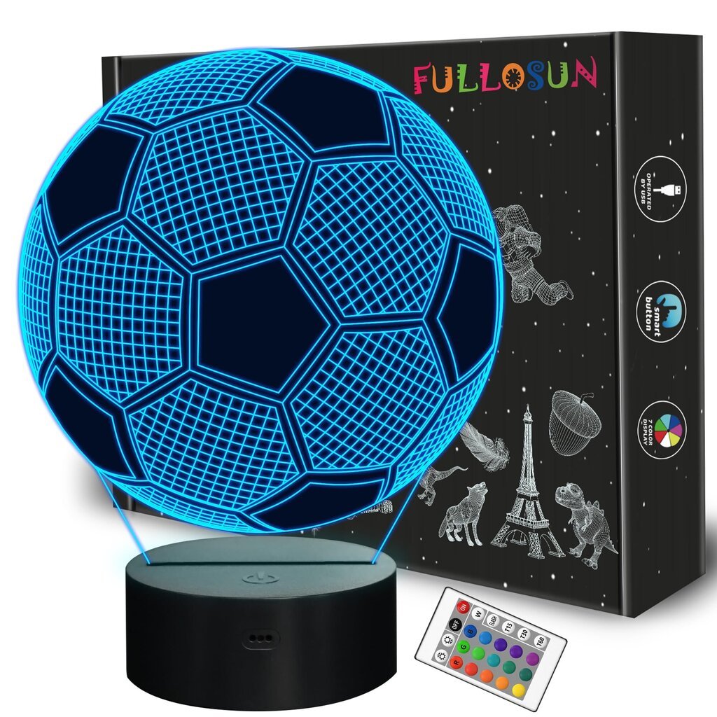 Nakts 3D LED lampa, futbola bumba cena un informācija | Svētku dekorācijas | 220.lv