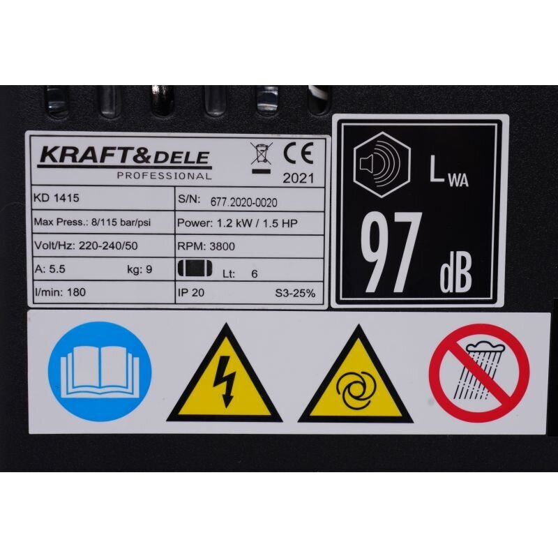 Bezpakāpju kompresors 6L, Kraftdele цена и информация | Kompresori | 220.lv