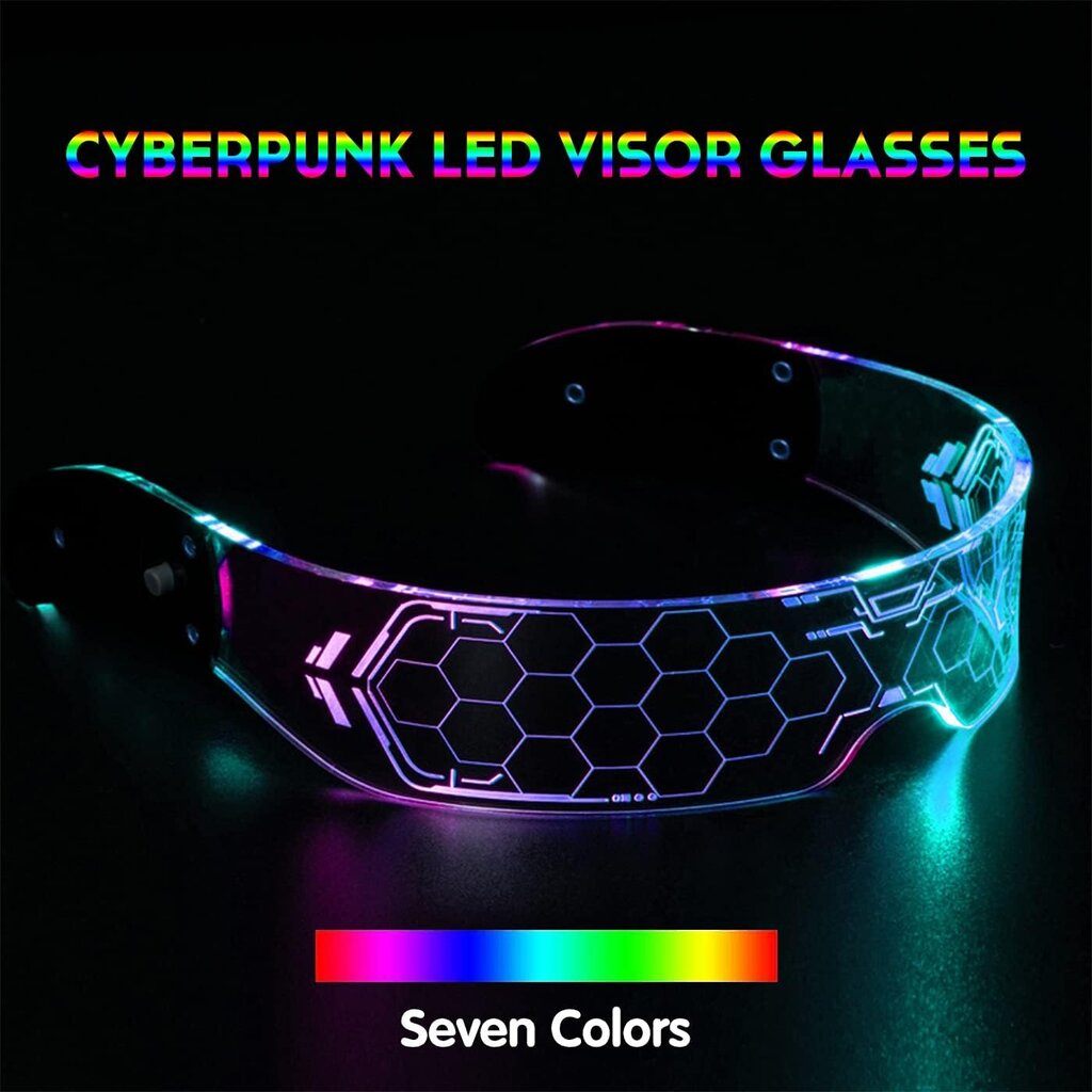 Cyberpunk LED brilles cena un informācija | Karnevāla kostīmi, maskas un parūkas | 220.lv