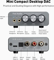 Fosi Audio K5 Pro Gaming DAC austiņu pastiprinātājs cena un informācija | Mūzikas instrumentu piederumi | 220.lv