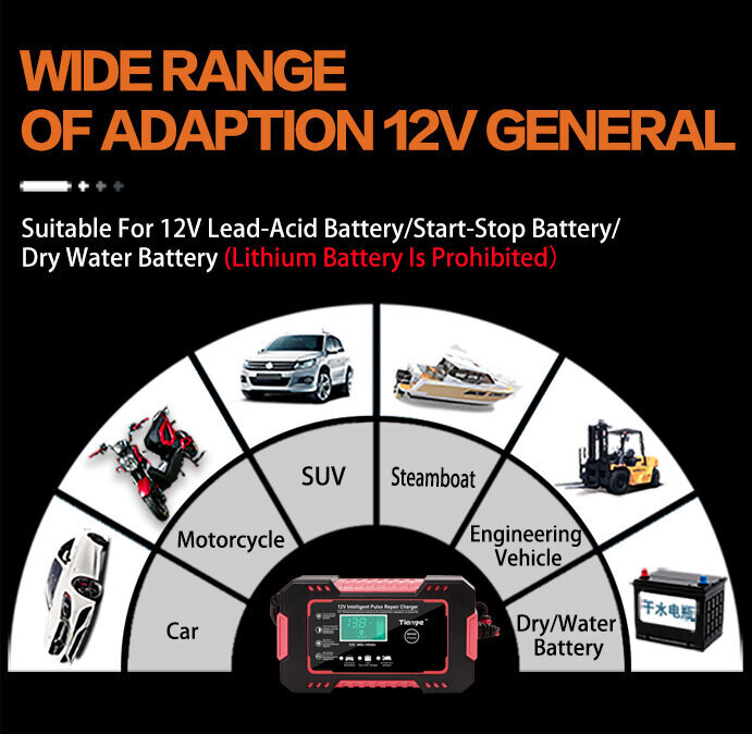 Universāls motociklu un automobiļu akumulatoru lādētājs ar atjaunošanas funkciju 12V 6A cena un informācija | Akumulatoru lādētāji | 220.lv