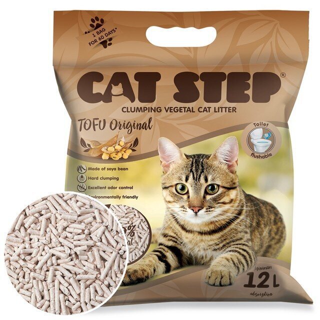 Kaķu pakaiši Cat Step Tofu Original, 5,6 kg/12 l цена и информация | Smiltis un pakaiši | 220.lv