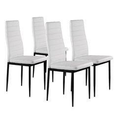 Мягкие стулья для столовой, 4 шт., белые цена и информация | Стулья для кухни и столовой | 220.lv