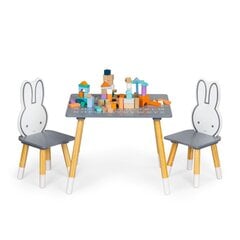 Детский стол с двумя стульчиками, зайчики, Ecotoys, серый цена и информация | Детские столы и стулья | 220.lv