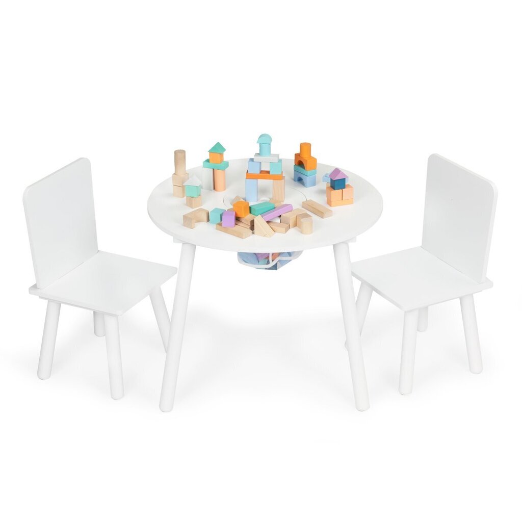 Bērnu galds ar diviem augstiem krēsliem, Ecotoys, balts цена и информация | Bērnu krēsliņi un bērnu galdiņi | 220.lv