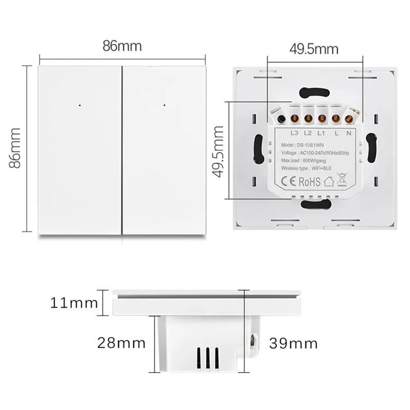 Viedais wifi elektrības slēdzis ar tālvadības lietotni 600W LIVMAN DS-1081WL цена и информация | Elektrības slēdži, rozetes | 220.lv