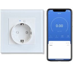 Viedā wifi iebūvēta sienas elektrības rozete ar tālvadības lietotni 16A 3500W TY-EU-86-W цена и информация | Электрические выключатели, розетки | 220.lv