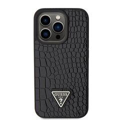 Guess GUHCP15LPCRTHCK iPhone 15 Pro 6.1" czarny|black hardcase Croco Triangle Metal Logo цена и информация | Чехлы для телефонов | 220.lv