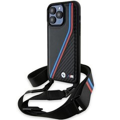 BMW BMHCP15L23PSVTK iPhone 15 Pro 6.1" czarny|black hardcase M Edition Carbon Tricolor Lines & Strap цена и информация | Чехлы для телефонов | 220.lv