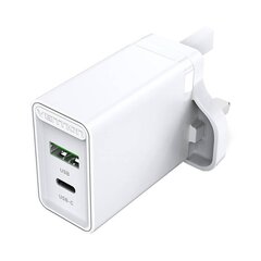 USB(A+C) Wall Charger Vention FBBW0-UK (18W|20W) UK White цена и информация | Зарядные устройства для телефонов | 220.lv