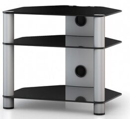 Sonorous RX2130 — Hi-Fi стол с тремя полками шириной 60 см. B-SLV (черное стекло, серебряные ножки) Hi-Fi Audio TV стол цена и информация | Тумбы под телевизор | 220.lv