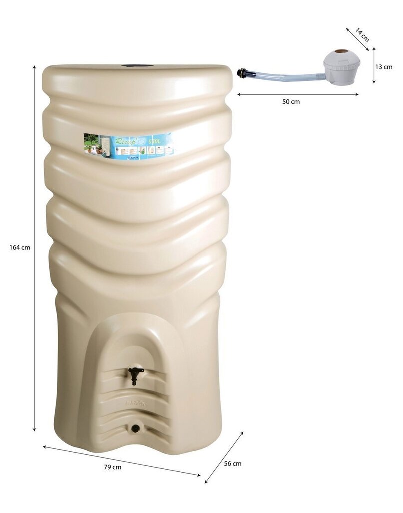 Lietus ūdens tvertne, 550l, bēša цена и информация | Komposta kastes un āra konteineri | 220.lv