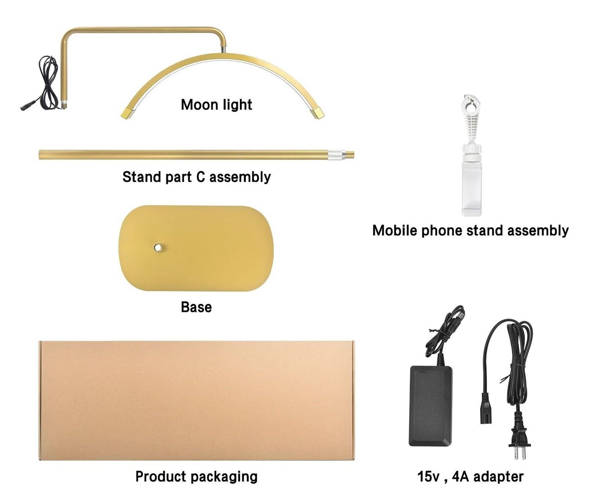 Lampa LED Moon Gold Diamond ar statīvu AF-64 cena un informācija | Mēbeles skaistumkopšanas saloniem | 220.lv