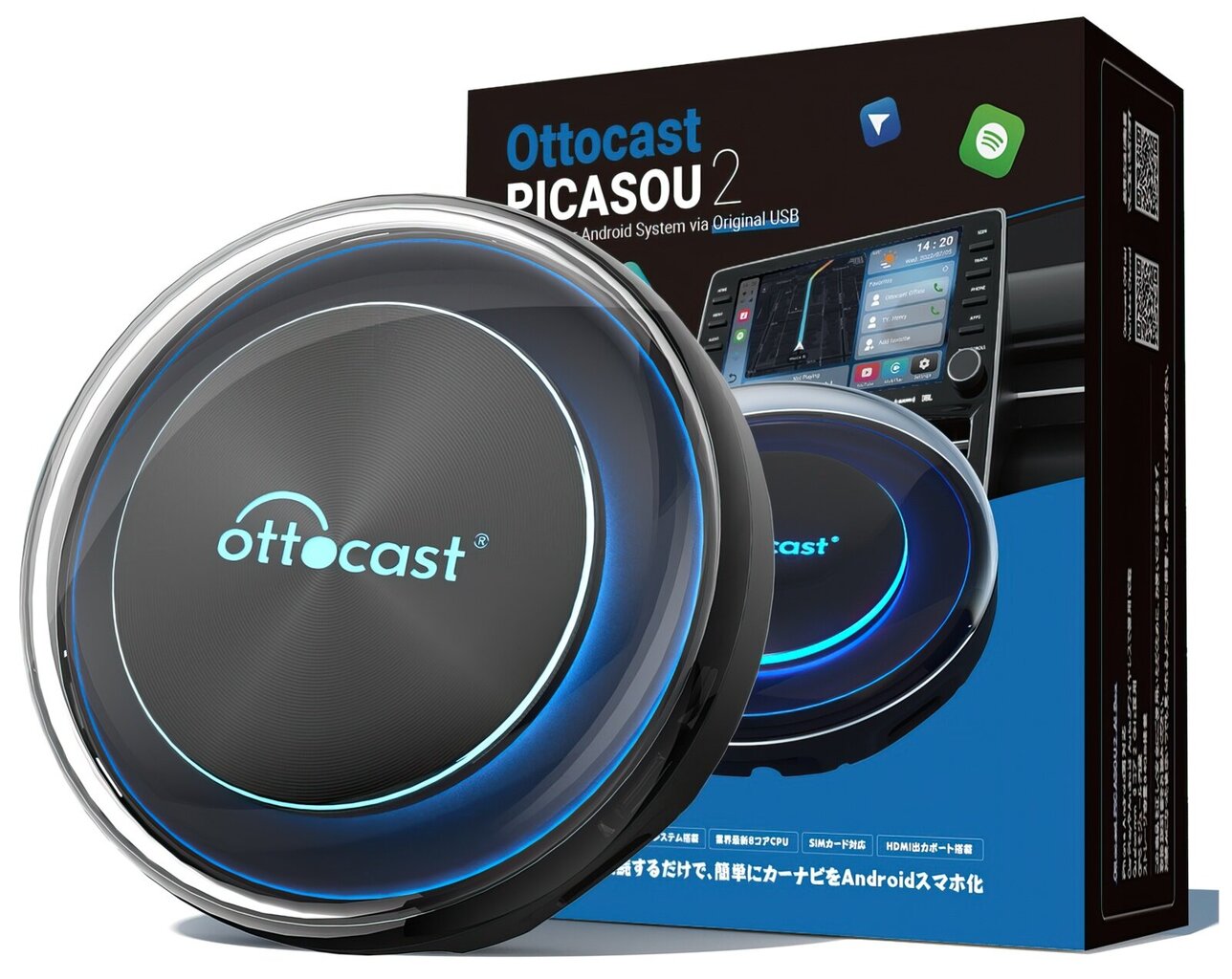 Беспроводной адаптер Ottocast PICASOU 2 Apple CarPlay Android Auto  SIM-карта SD цена | 220.lv