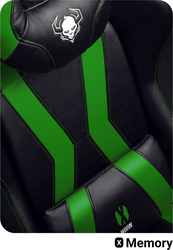 Spēļu krēsls Diablo X-Horn L Size, melns/zaļš cena un informācija | Biroja krēsli | 220.lv