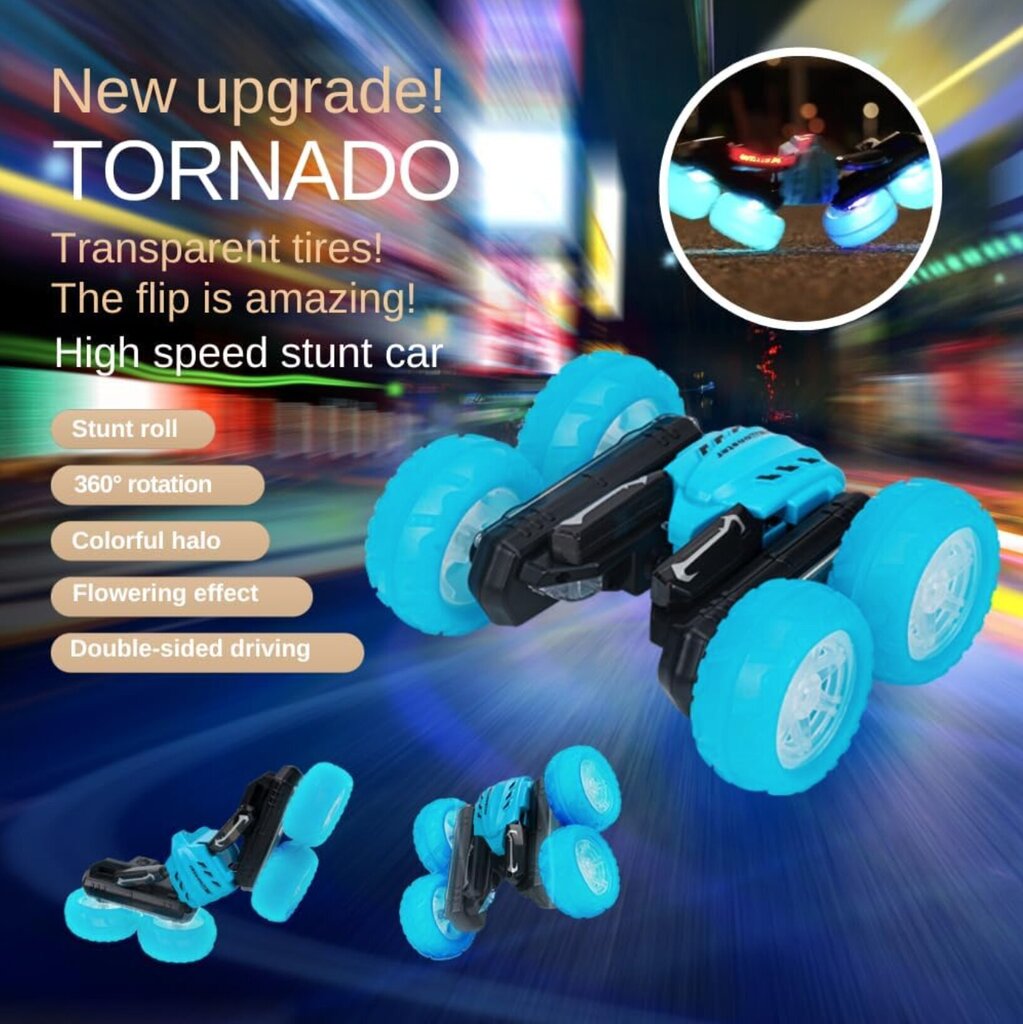 RC triku sacīkšu auto ar LED apgaismojumu Haplix Tornado Stunt Car цена и информация | Rotaļlietas zēniem | 220.lv