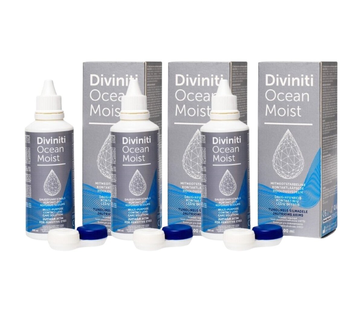 Kontaktlēcu kopšanas šķidrums Diviniti Ocean Moist, 3 x 100ml cena un informācija | Kontaktlēcu šķidrumi | 220.lv