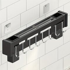 Многофункциональный настенный держатель для ножей, Тех зона 50 x 6 x 4,5 см, черная. цена и информация | Комплектующие для кухонной мебели | 220.lv