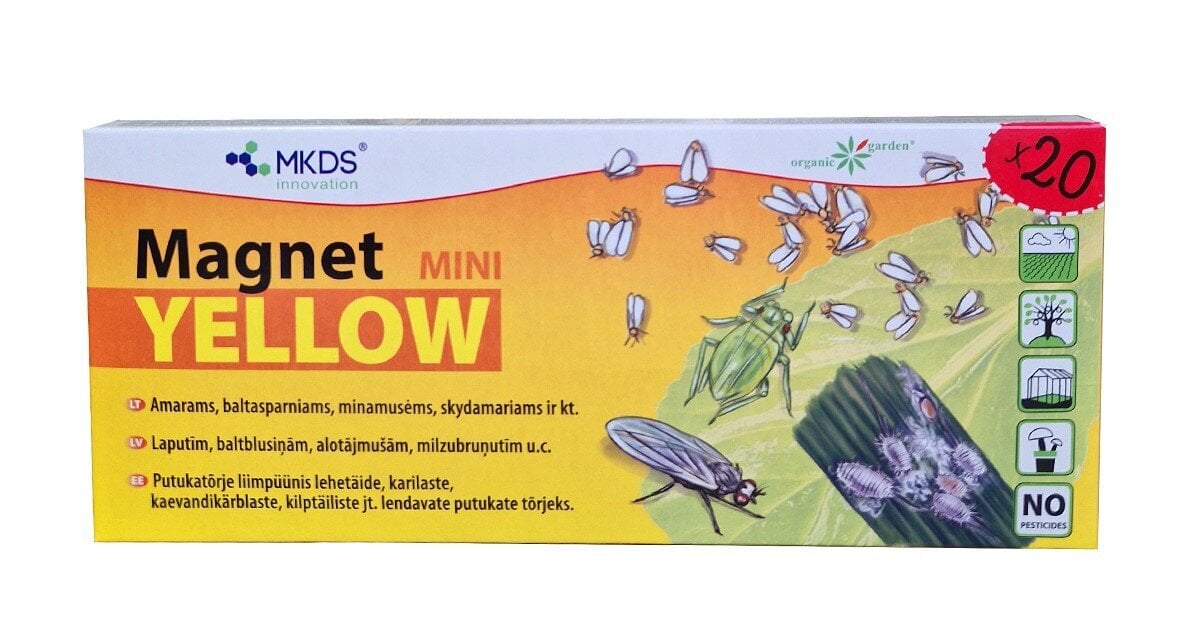 Kukaiņu lipīgās lamatas laputīm Magnet Mini Yellow, 20gab. cena un informācija | Augu kopšanas līdzekļi | 220.lv