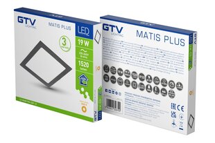 Светильник LED MATIS PLUS, 19W, черный, 3000K, 1520lm, IP20 цена и информация | Монтируемые светильники, светодиодные панели | 220.lv