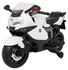 Детский аккумуляторный мотоцикл Bmw K1300S, белый, опорные колеса, со звуками и светом цена и информация | Электромобили для детей | 220.lv