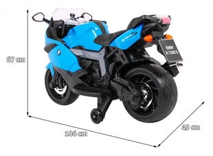 Детский аккумуляторный мотоцикл Bmw K1300S, синий, спицованные колеса, звуки и свет цена и информация | Электромобили для детей | 220.lv