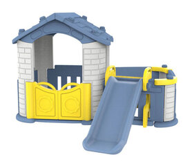 Большой садовый домик для детей, горка, баскетбольный мяч, сад, стол, 2 стула, красная крыша цена и информация | Детские игровые домики | 220.lv