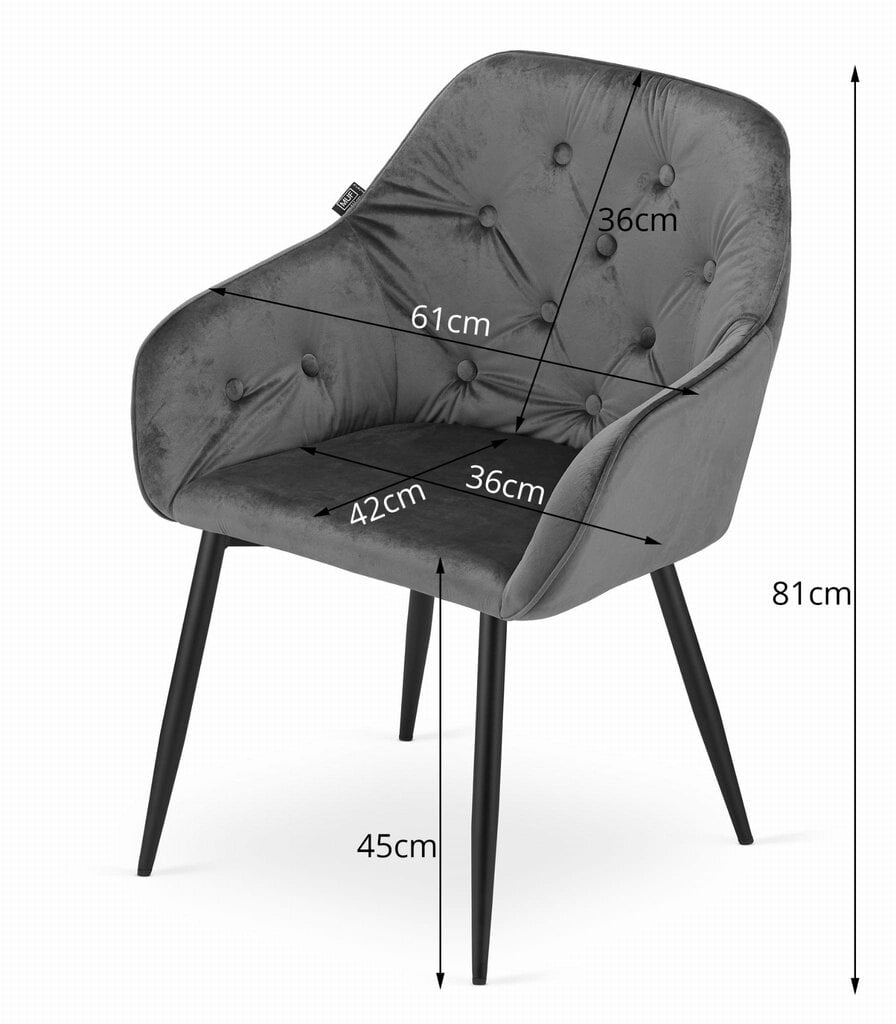 Krēsls, smilškrāsas samts ar melnām kājām. Forio cena un informācija | Virtuves un ēdamistabas krēsli | 220.lv