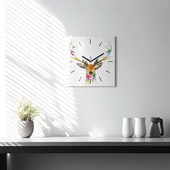 Sienas pulkstenis Krāsaina Brieža Galva, 30x30 cm cena un informācija | Pulksteņi | 220.lv