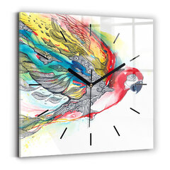 Sienas pulkstenis Krāsains Papagailis Lidojumā, 30x30 cm cena un informācija | Pulksteņi | 220.lv