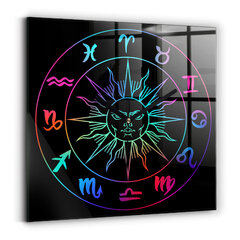 Sienas pulkstenis Krāsainas Zodiaka Zīmes, 30x30 cm cena un informācija | Pulksteņi | 220.lv
