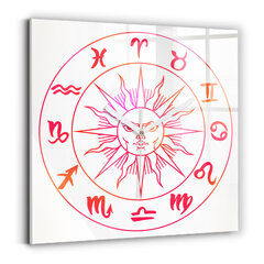 Sienas pulkstenis Krāsainas Zodiaka Zīmes, 30x30 cm cena un informācija | Pulksteņi | 220.lv