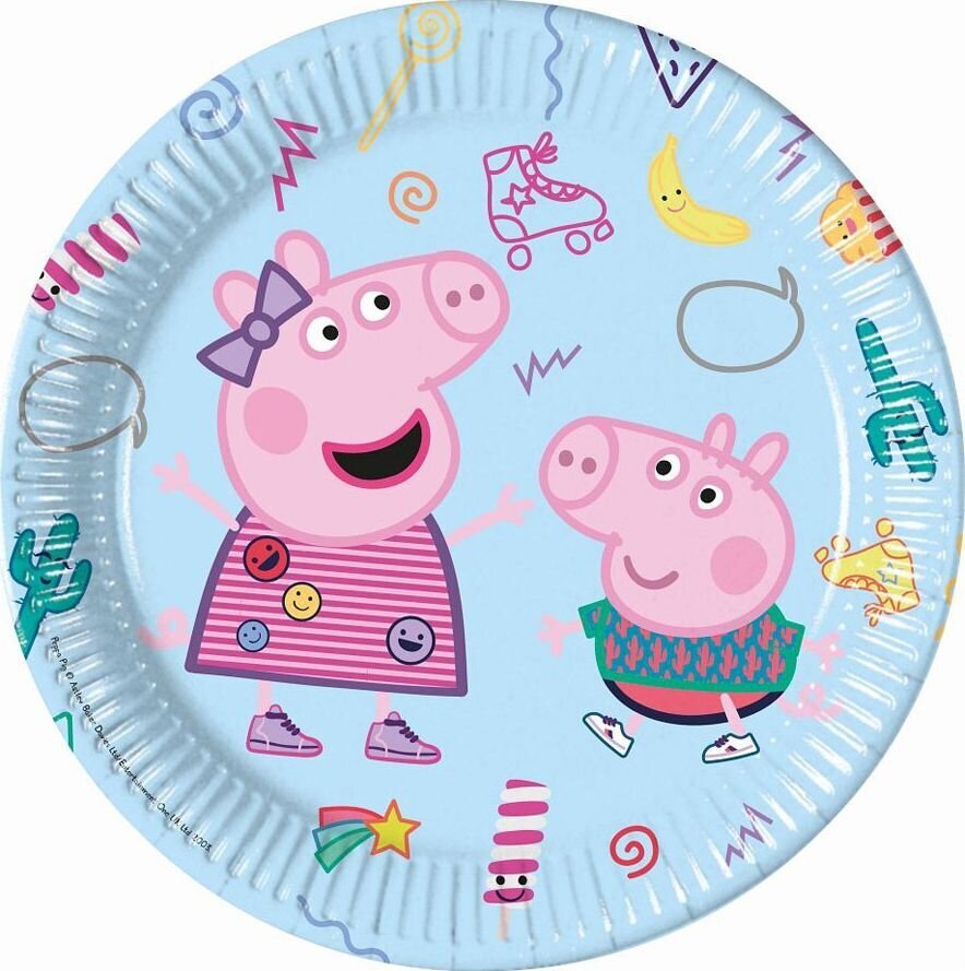 Papīra šķīvīši Peppa Pig - party, 23 cm cena un informācija | Vienreizējie trauki | 220.lv