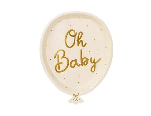 Papīra šķīvīši Oh Baby, 6 gb., 17.5 x 22 cm цена и информация | Праздничная одноразовая посуда | 220.lv