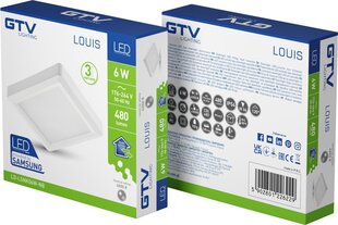 Gaismeklis, LED, 6W, 480Lm, 4000K, v/a, IP54, kvadrāts, balts цена и информация | Монтируемые светильники, светодиодные панели | 220.lv