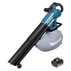 Аккумуляторная воздуходувка и пылесос для уборки листьев, Makita DUB 187 G, 18 В, с аккумулятором и зарядным устройством цена и информация | Пылесосы для сбора листьев, измельчители веток, очистители тротуарной плитки | 220.lv