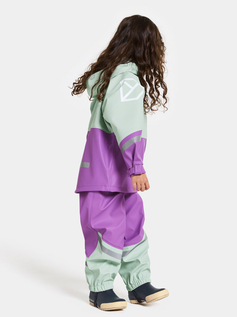 Didriksons bērnu gumijas komplekts WATERMAN 10, piparmētru zaļš-violets cena un informācija | Lietus apģērbs bērniem | 220.lv