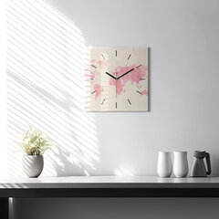 Sienas pulkstenis Akvareļu Pasaules Karte, 30x30 cm цена и информация | Часы | 220.lv
