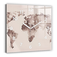 Sienas pulkstenis Akvareļu Pasaules Karte, 30x30 cm cena un informācija | Pulksteņi | 220.lv