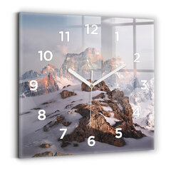 Sienas pulkstenis Kalni, kas pārklāti ar sniegu 30x30 cm cena un informācija | Pulksteņi | 220.lv