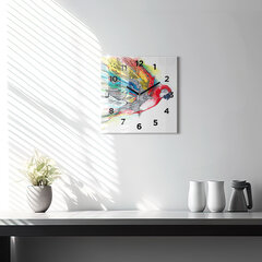 Sienas pulkstenis Krāsains Papagailis Lidojumā, 30x30 cm cena un informācija | Pulksteņi | 220.lv